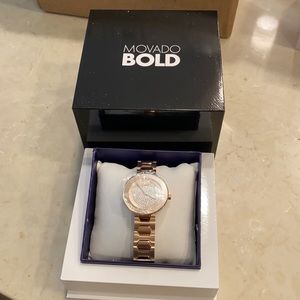 Movado bold crystal pave dial ladies watch- brand new still in packaging